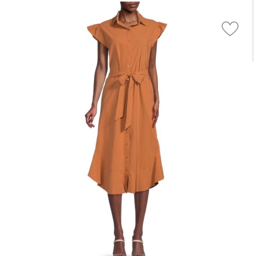 NWT Stichdrop Florence Belted MIDI Shirtdress Butterscotch Size L